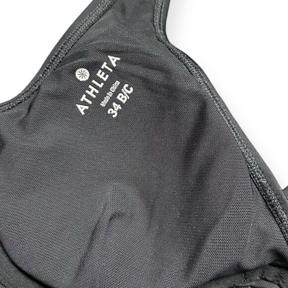 ATHLETA Women’s Black Tara Halter Bra-Sized Twist Bikini Top 34 B/C Style #96486 - Picture 6 of 6